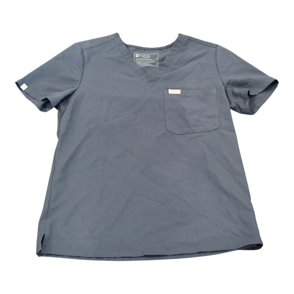 FIGS Technical Collection Catarina Scrub Top V-Neck Medical Gray Blue Size S‎